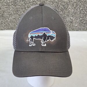 Patagonia Buffalo Bison Logo Hat / Cap One Size Gray Trucker Mesh Back